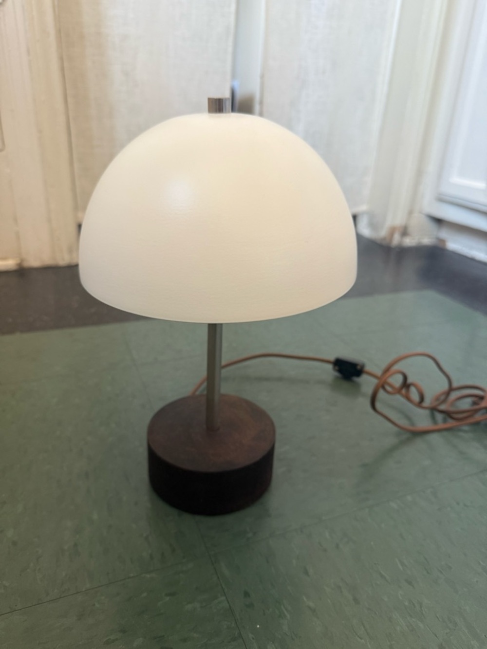 Mid-Century Style Mushroom Table Lamp in White and Brown